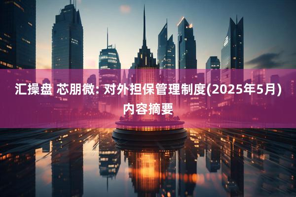 汇操盘 芯朋微: 对外担保管理制度(2025年5月)内容摘要